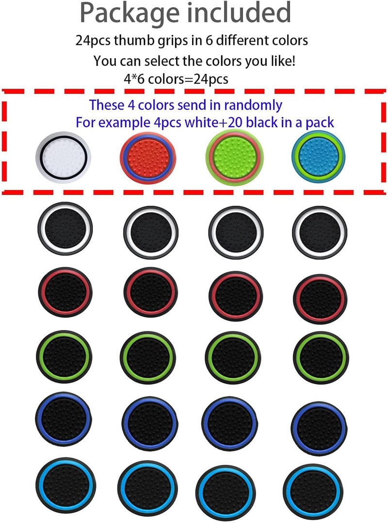CTHTBZ 24PCS Silicone Performance Joystick Grips Analog Thumb Stick Grip Cap for PS2, PS3, PS4, PS5, Xbox One, Xbox Series X/S, Xbox 360, Switch Pro Controller (Black&Blue) - Image 2